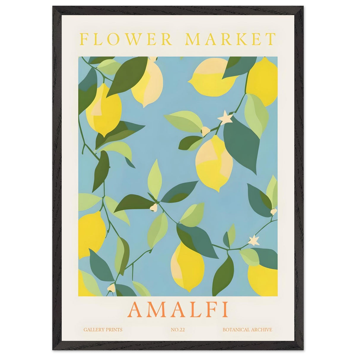Artfulprints Poster met Lijst Flower market - Amalfi  - 50x70 cm - Meerkleurig