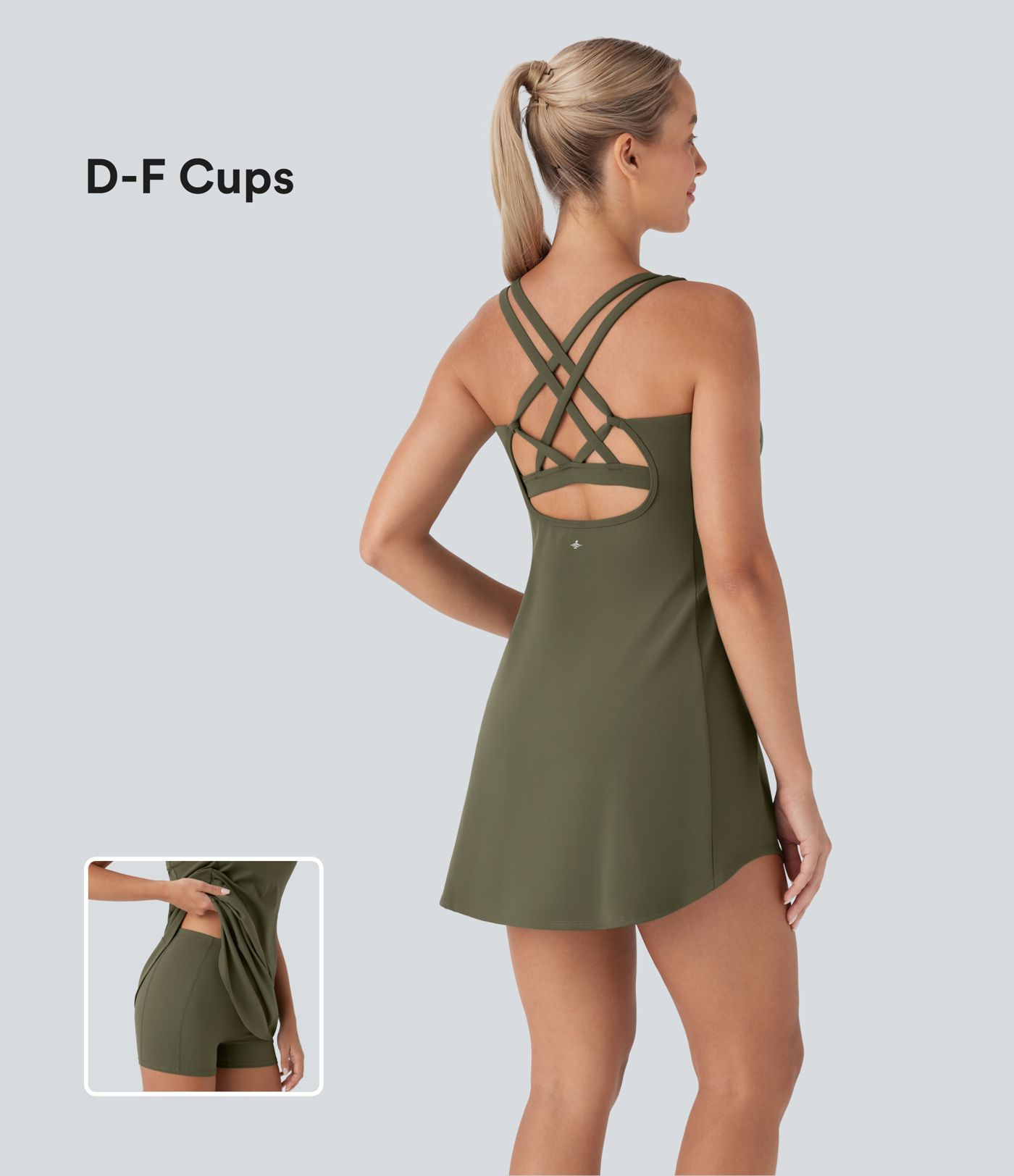 Robe de sport yoga mini 2-pièces SoftlyZero™ Plush à découpes avec poche E-G