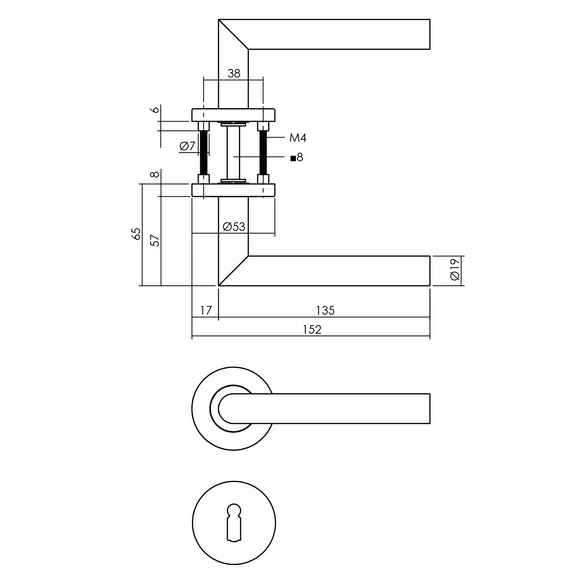 Türdrücker, D.53x8mm BB-Rosetten