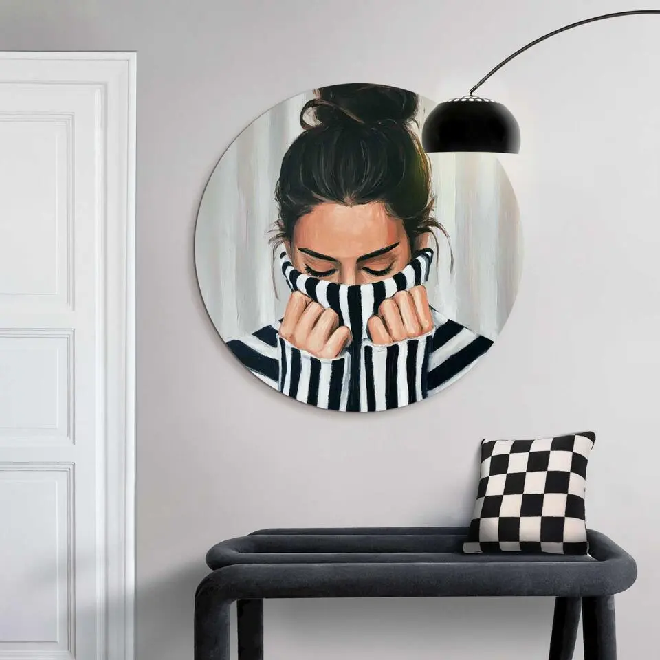 Glasschilderij Rustige sfeer - &Oslash; 70 - Zwart-Wit