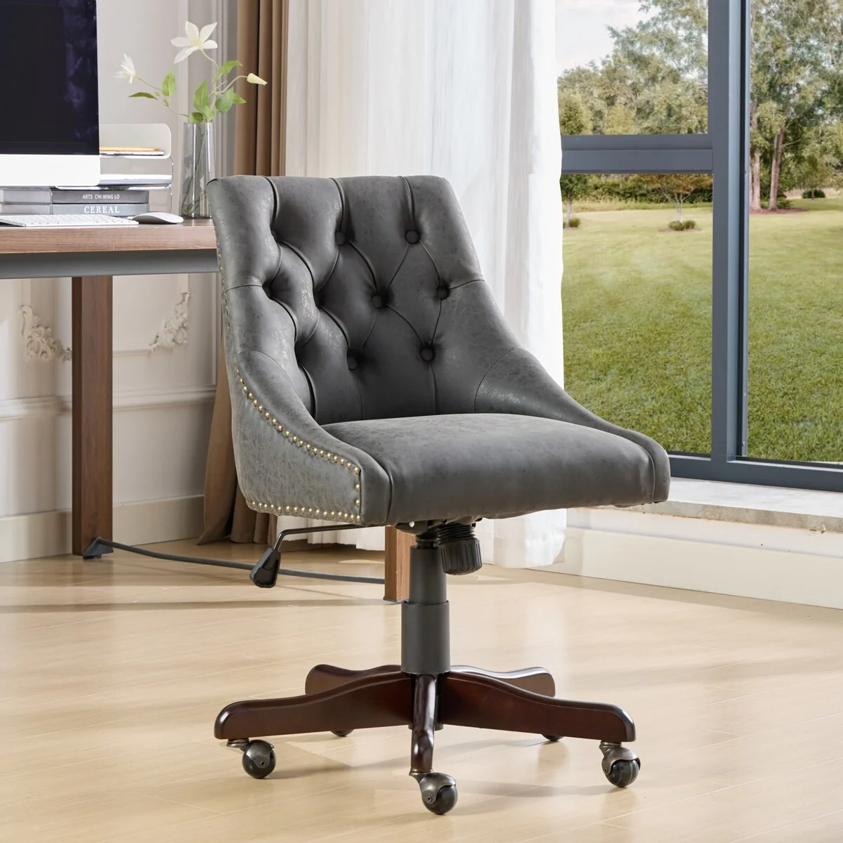 Modern PU leather Home Office Swivel Chair with Air Lift