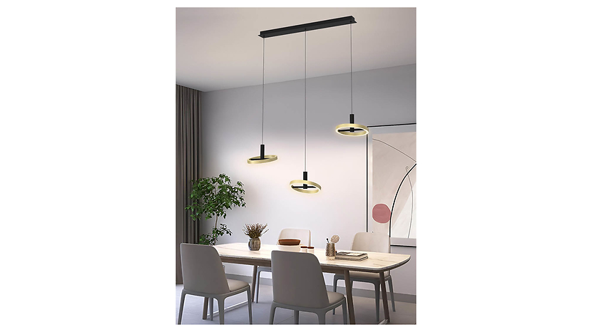 Lampa wisząca Brest LED 3-punktowa ze ściemniaczem czarno-złota