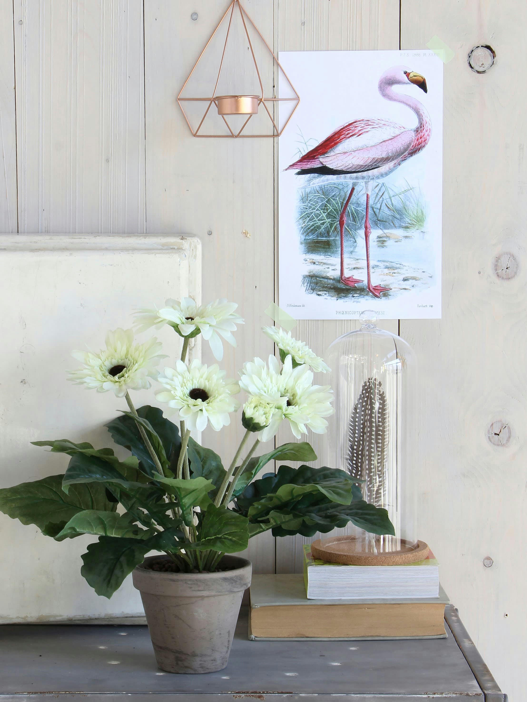 - Gerbera artificielle blanc en pot H35