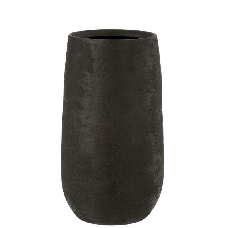 IRRÉGULIER - Vase rugueux céramique noir H31cm