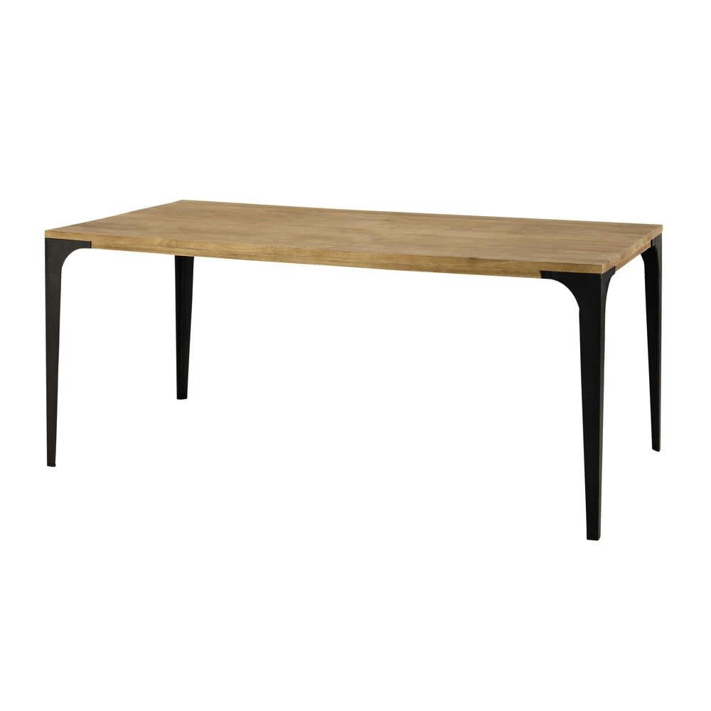 Metropolis - Table à manger en manguier et métal 8 personnes L180
