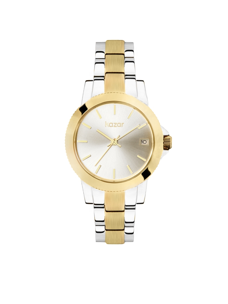 Gold and silver bracelet watch