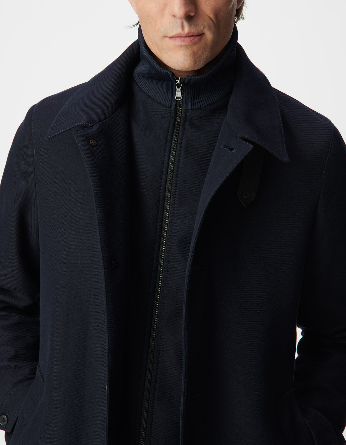 Trench marine avec parementure amovible Homme