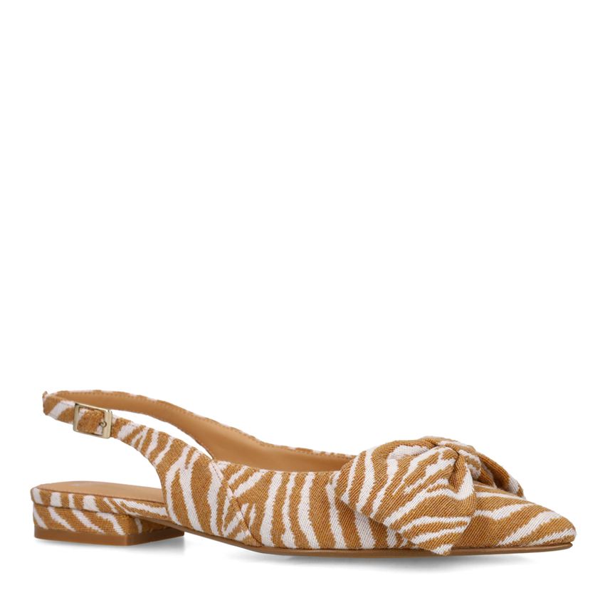 Manfield Cognac zebra slingbacks met strik