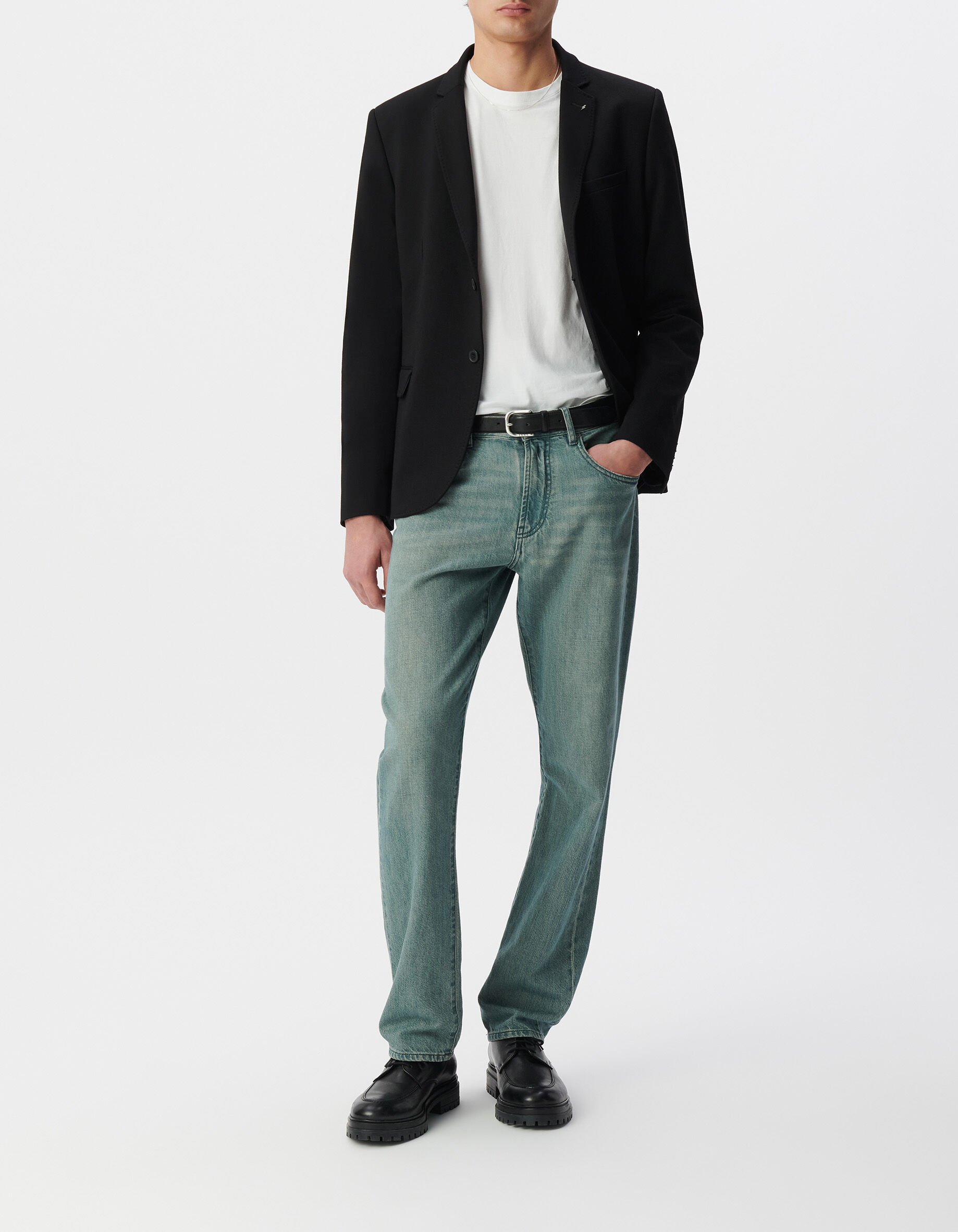 Veste noire Interlock à parementure amovible Homme