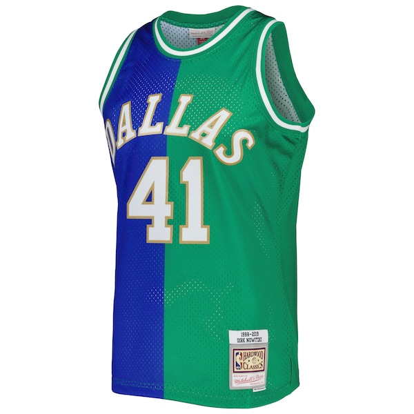 Dirk Nowitzki Dirk Nowitzki Hardwood Classics 1998/2019 Split Swingman Jersey - Blue/Green
