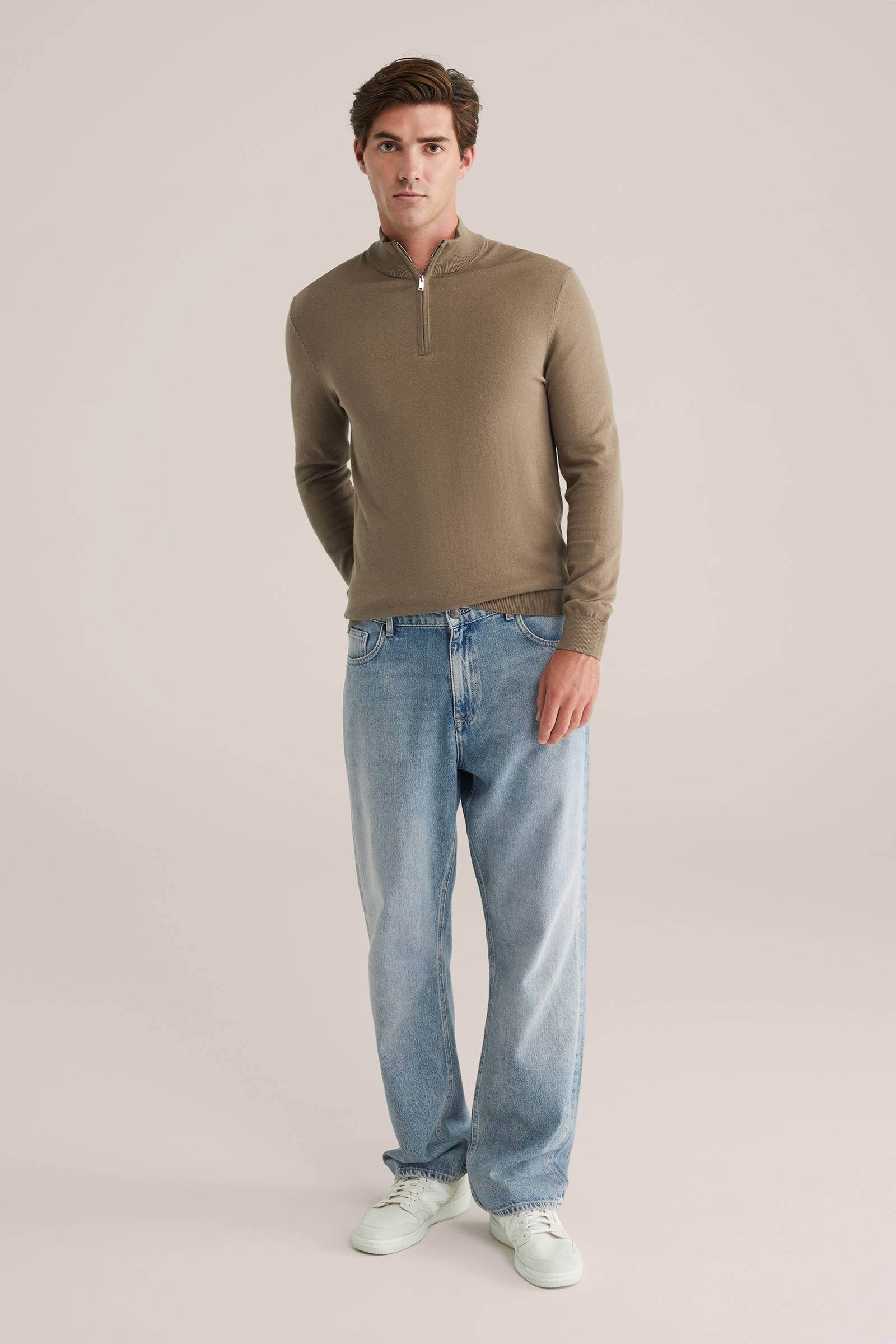 Heren Slim fit trui met quarter-zip
