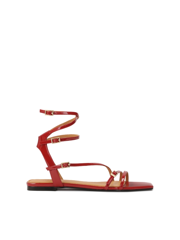 Red sandals with fine straps