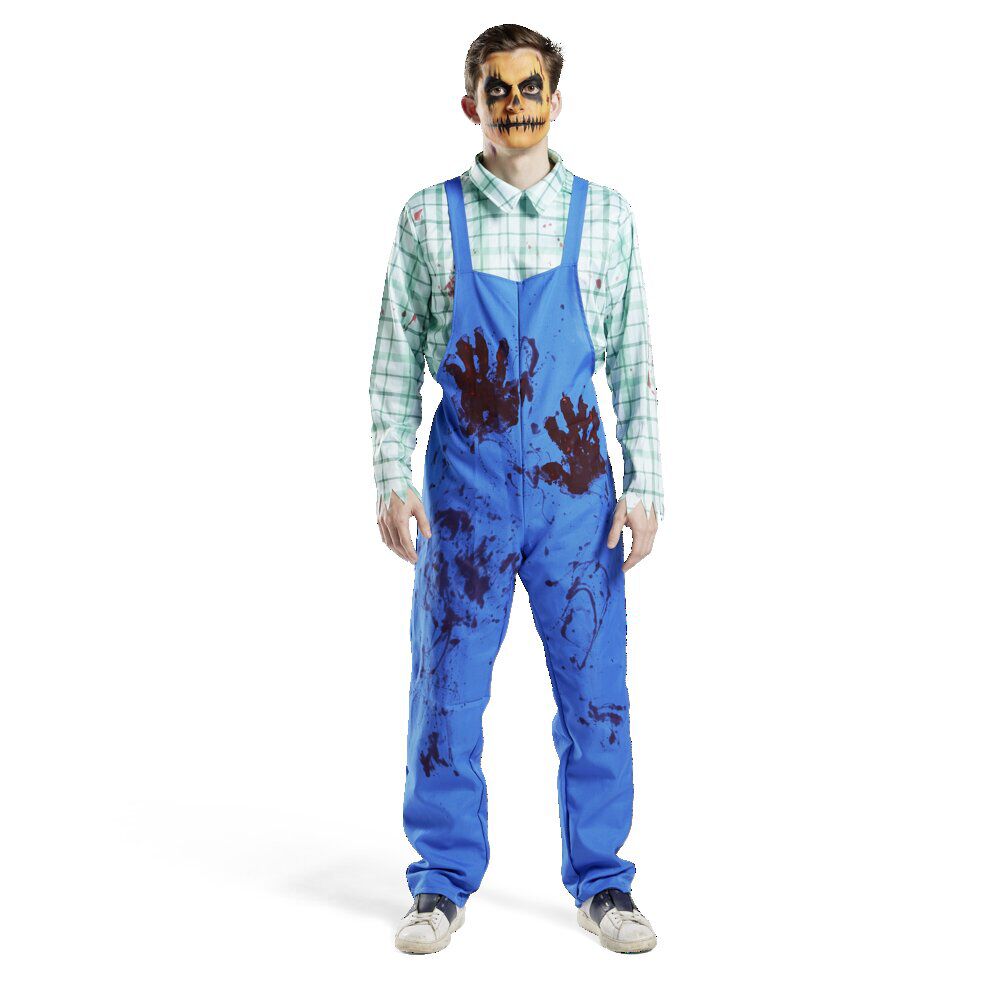 Déguisement adulte fermier assassin chemise et salopette taille unique