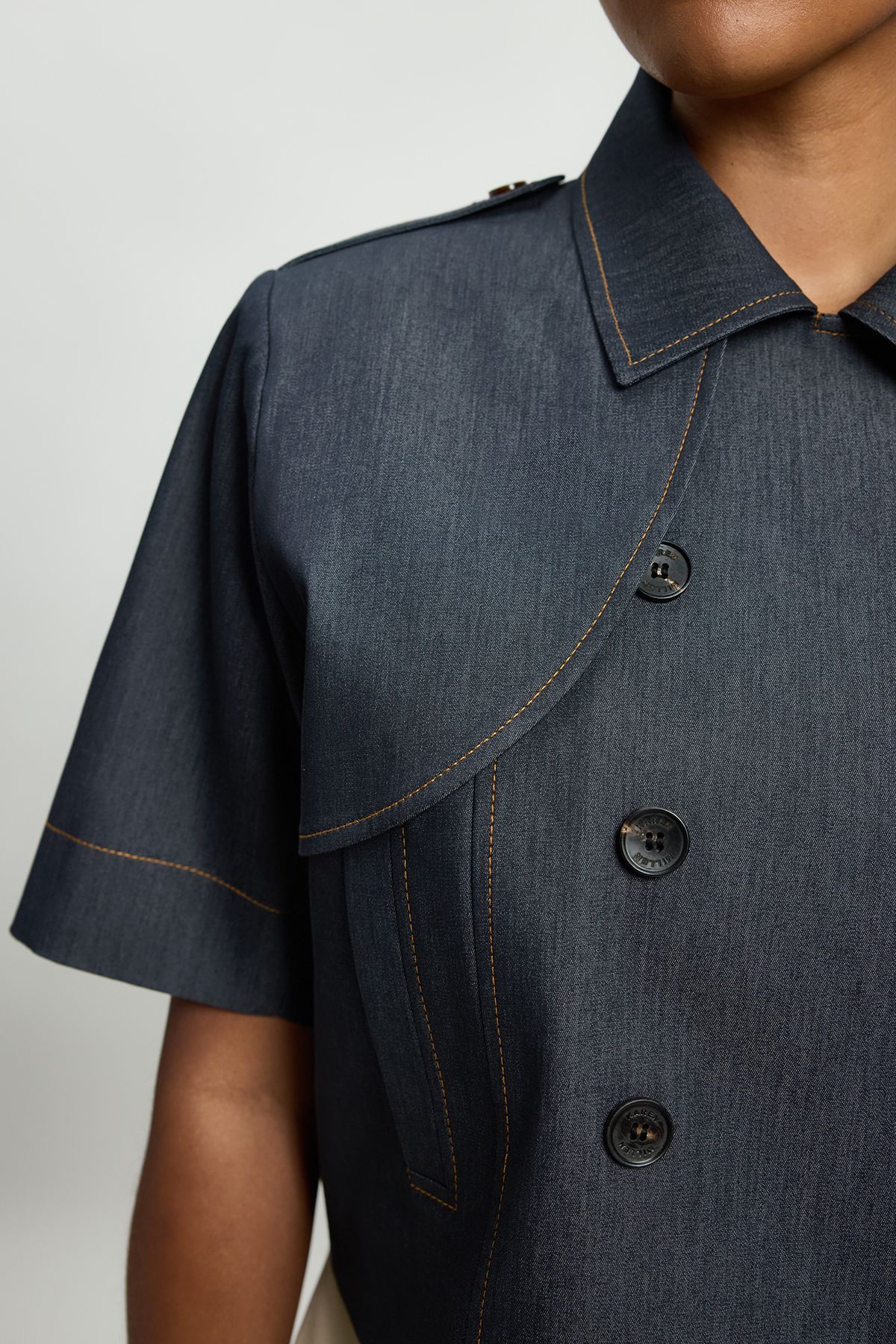 KarenMillen Plus Size Tailored Denim Trench Jacket