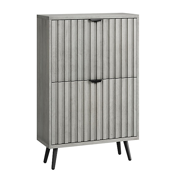 Armoire à chaussures dissimulée avec design rainuré,60cm,gris,2 tiroirs à abattants,