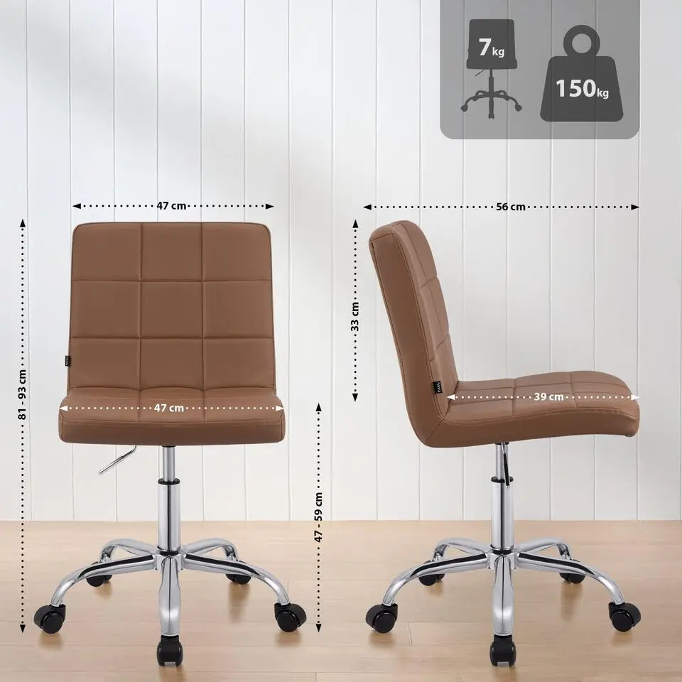 CLP Bureaustoel Darfield chroom Frame - Kunstleer - licht bruin