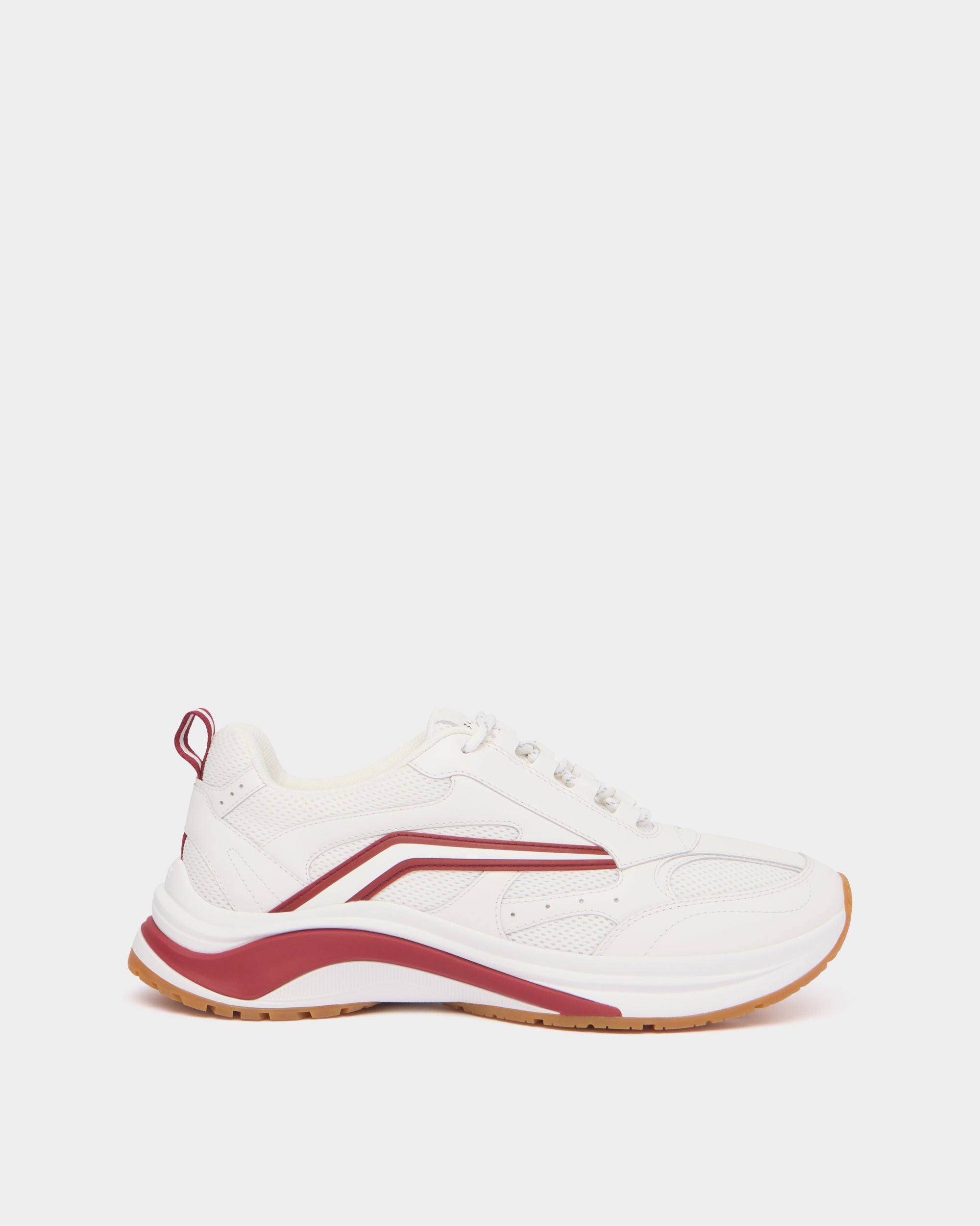 Woge Sneaker aus Leder und Stoff in Weiß und Rot