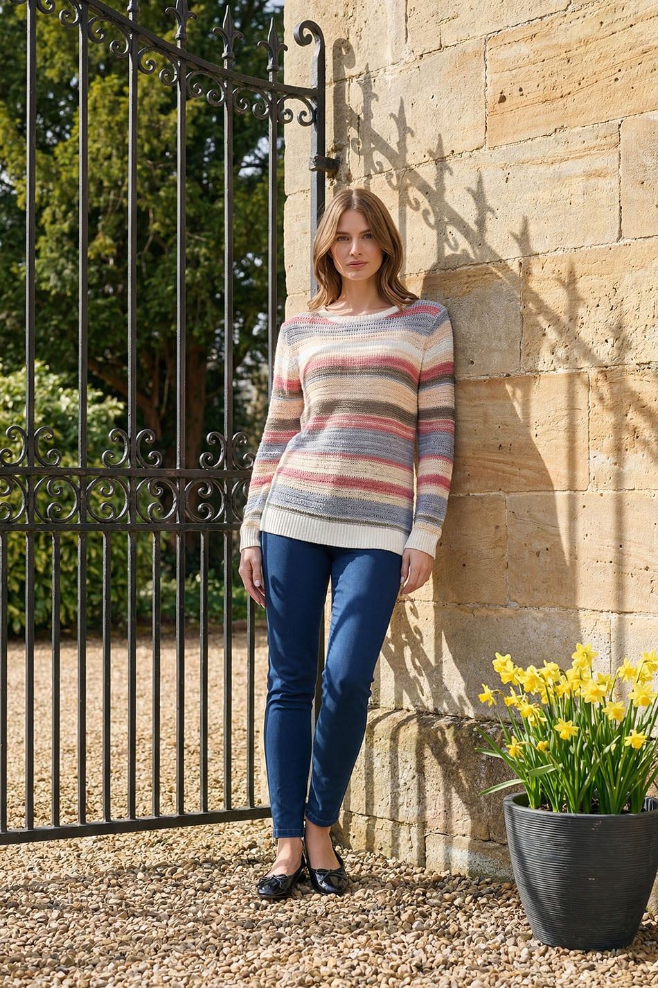M&Co Stripe Tape Knitted Jumper