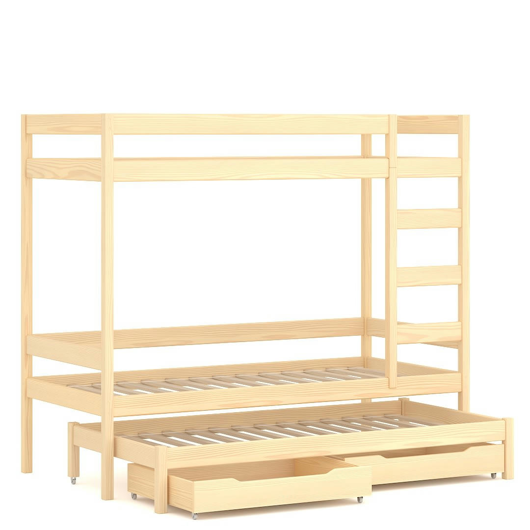 - Lit superposé en pin massif 180x80 chêne blanchi