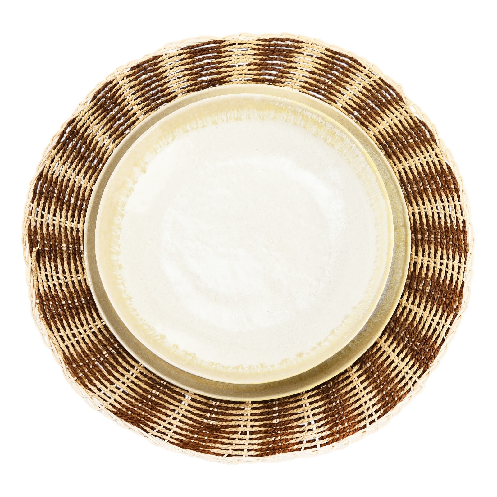 Geschirr-Set Yora mit Tischset Stroke Beige, 3 -tlg.