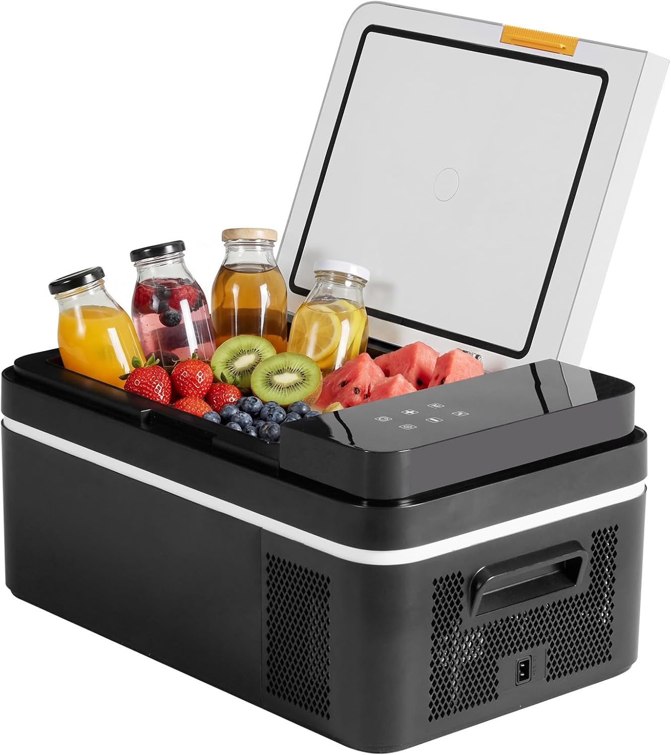 NEWBULIG 12 Volt Car Refrigerator, 21QT Single-Zone Electric Cooler for Vehicles, 12/24V DC & 100-240V AC, -4℉-68℉ Freezer, Bluetooth Control, Battery Protection & Child Lock for Travel, Camping