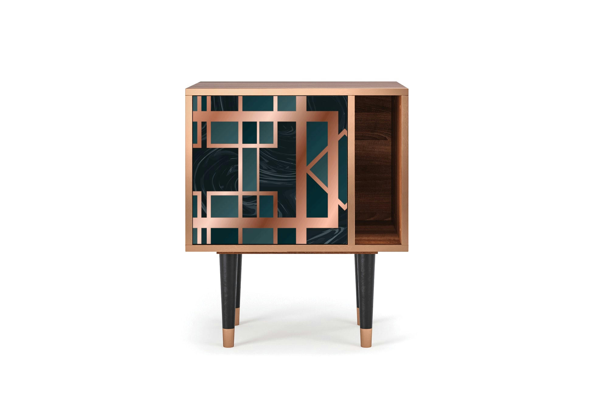 EMERALD METRO - Table de chevet bleu-vert 1 porte L 58 cm