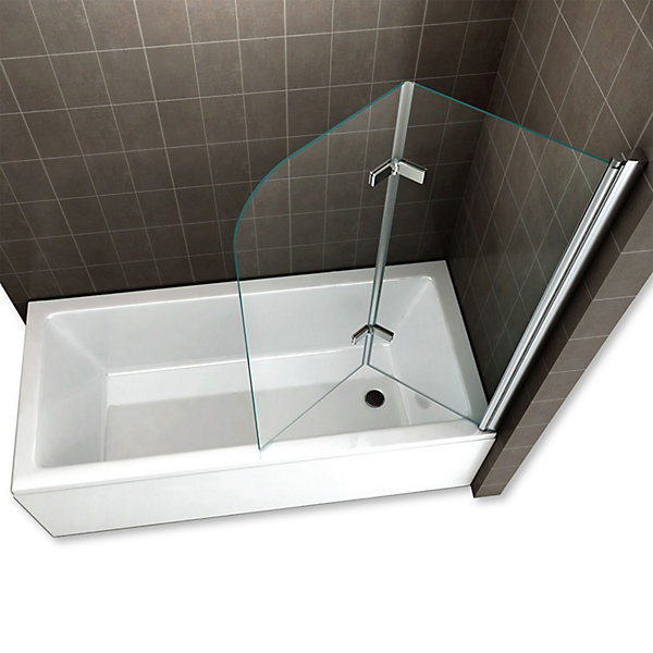 Pare-baignoire rabattable BALY en verre 6 mm transparent 140 x 140 cm
