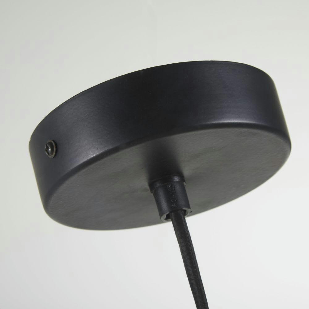 APPOLINE - Suspension industrielle en verre ciselé transparent et manguier