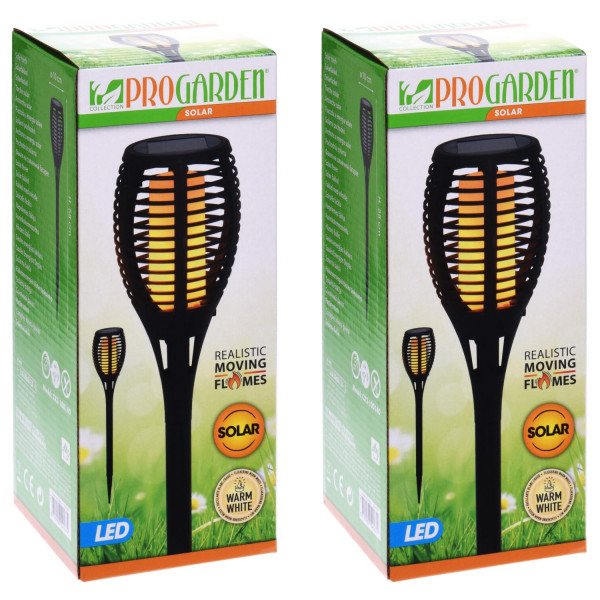 Zestaw 2 Lamp Solarnych Led Pochodnia Efekt Płomień Ogień 58 Cm