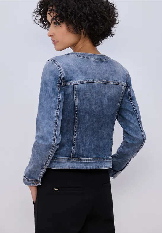 Jeansjacke mit Rundhals und Knopfleiste
