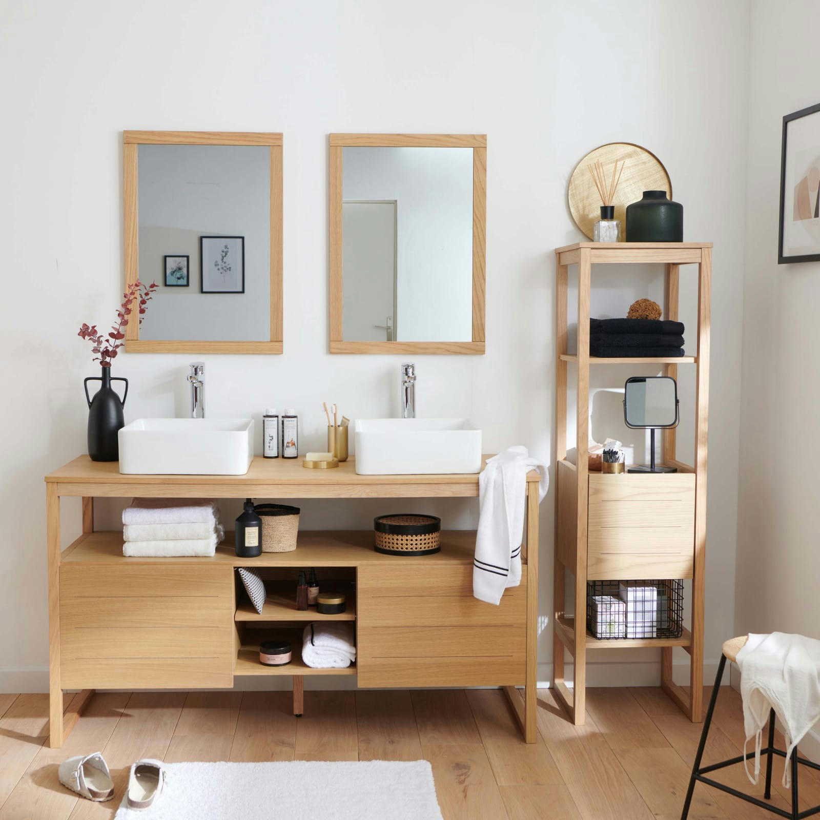 ATOLL - Meuble de salle de bain avec colonne, miroirs et vasques