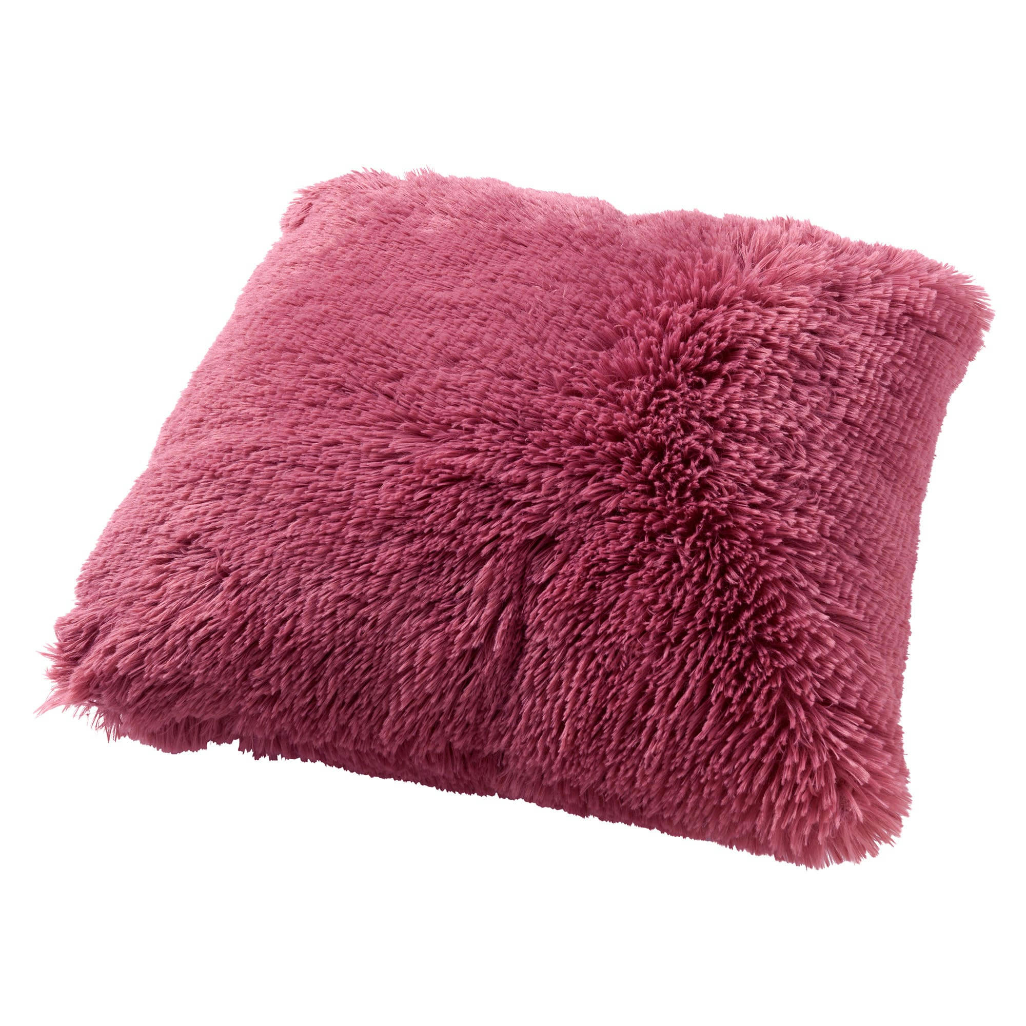 - Coussin - rose fausse fourrure 45x45 cm uni