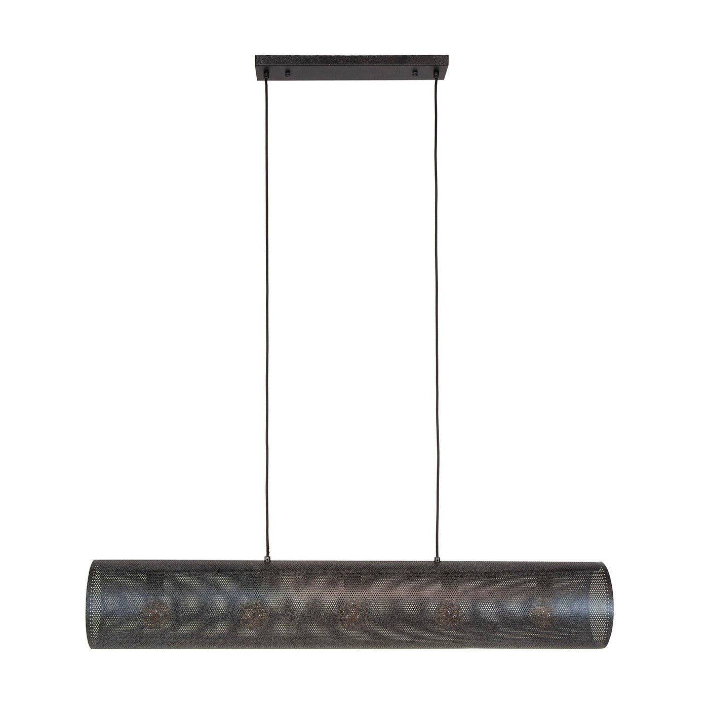 Giga Meubel Hanglamp Koker Mesh - Zwart Metaal - 5-Lichts - 120x20x150cm