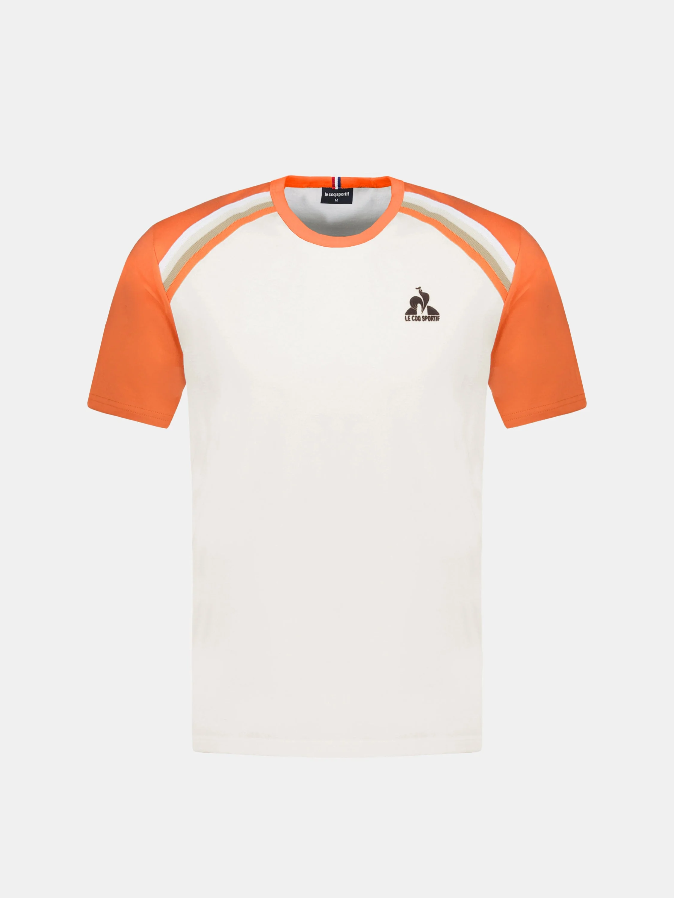T-shirt en jersey de coton bicolore et bandes épaules tricotées