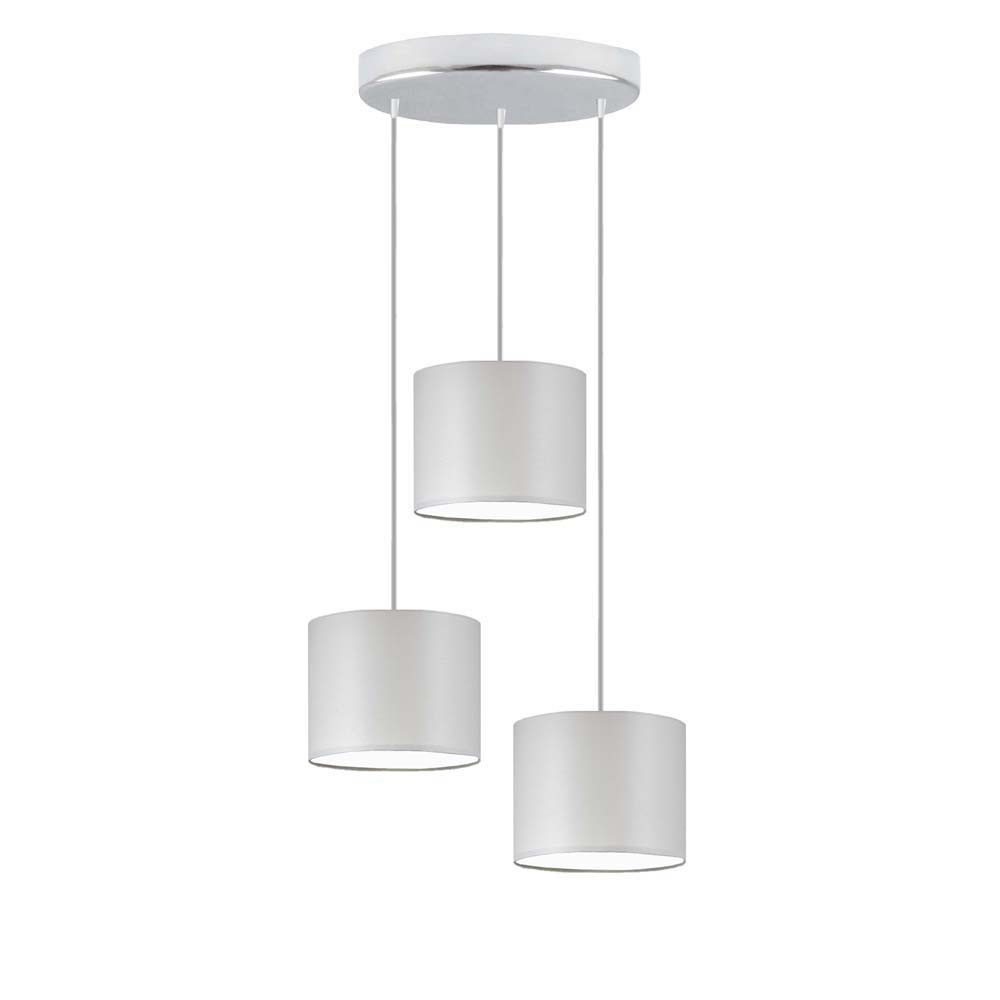 Lampa wisząca 3 klosze PUEBLO Chrom/ Jasny Szary