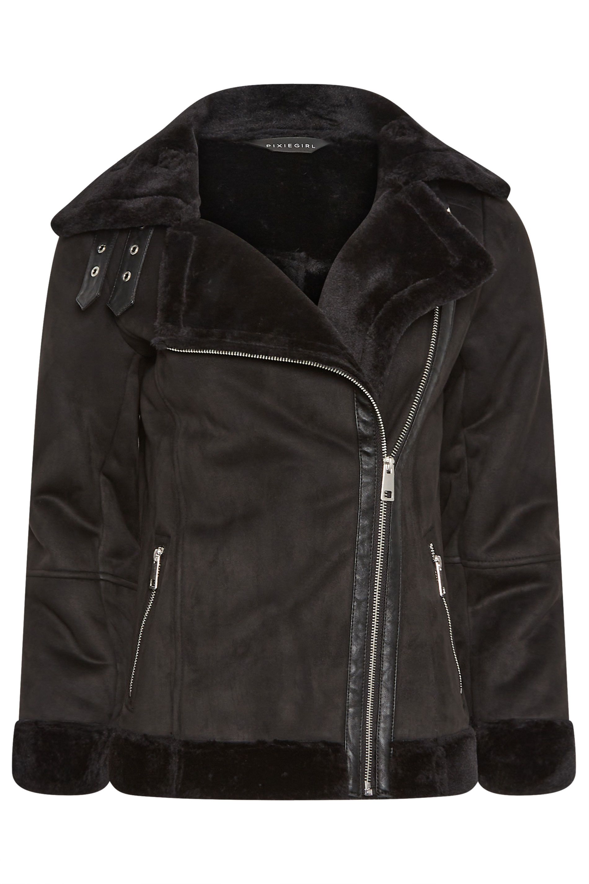 PixieGirl Petite Faux Fur Trim Aviator Jacket