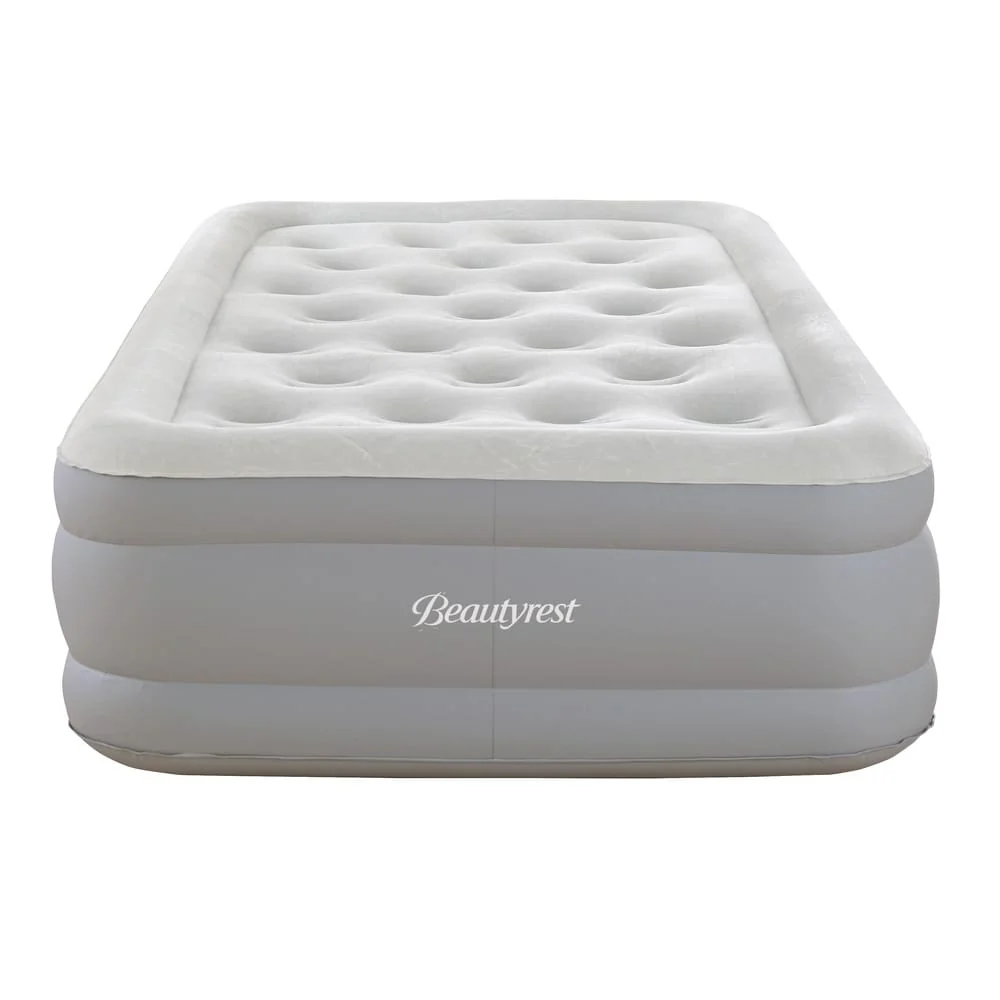 Beautyrest Sky Rise Raised Air Mattress with External Pump - Inflatable Bed with Edge Support, Puncture-Resistant Vinyl