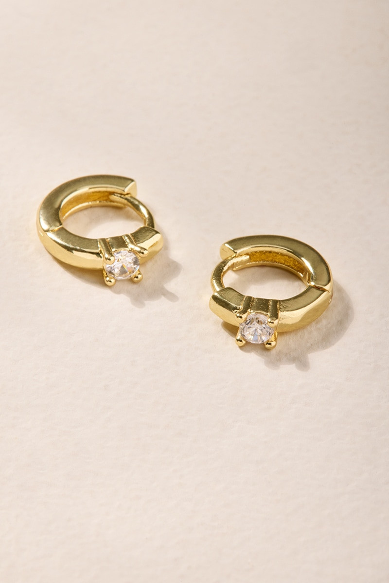 Joan CZ Gold Huggie Hoop Earrings