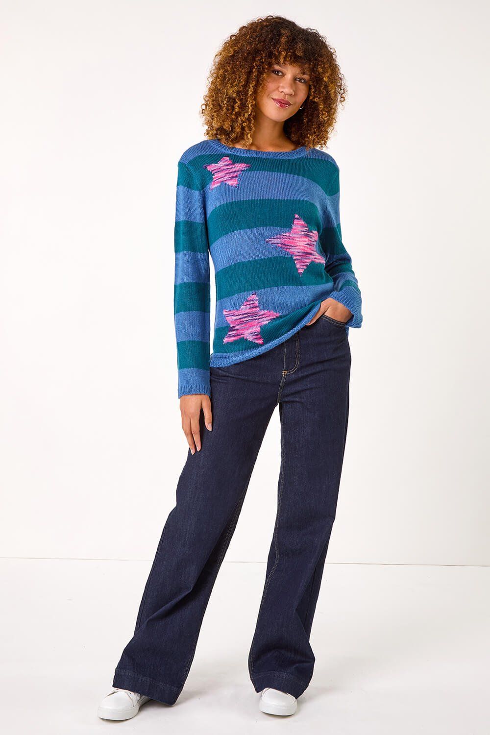 Roman Star Stripe Crew Neck Knit Jumper