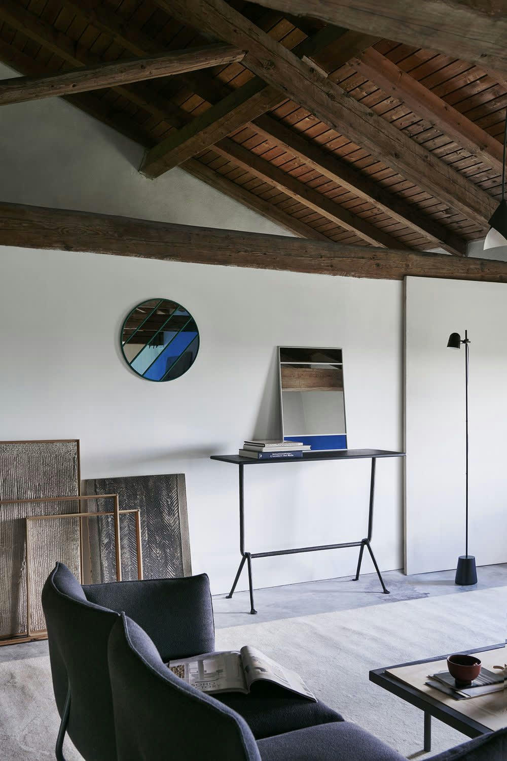 VITRAIL - Miroir vitrail rectangulaire gris clair 50x70cm