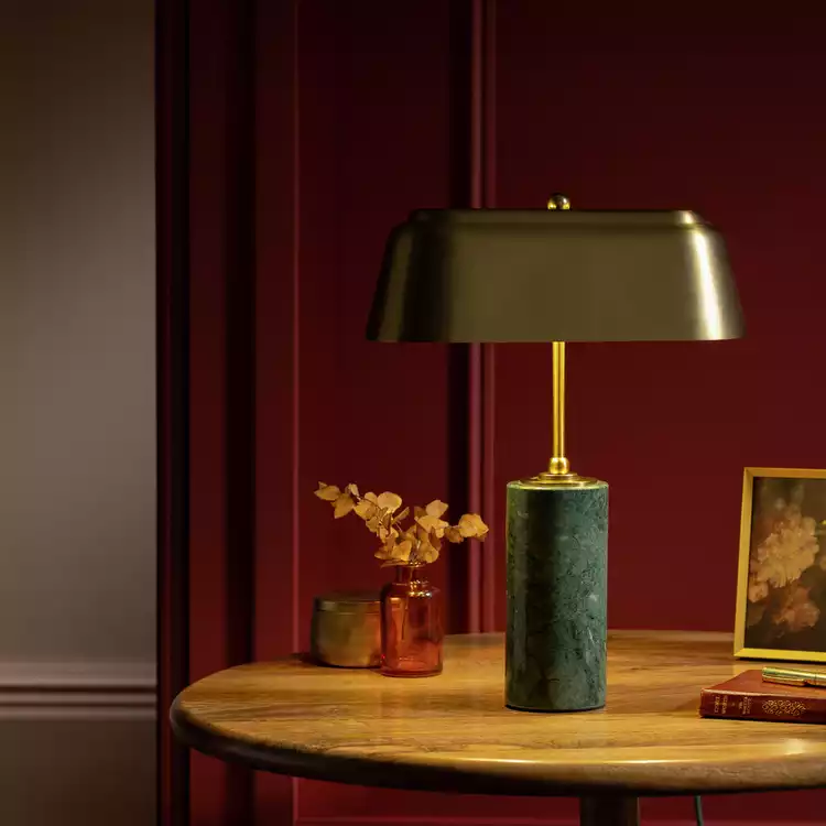 Habitat x Morris & Co. Bankers Marble Table Lamp-Green