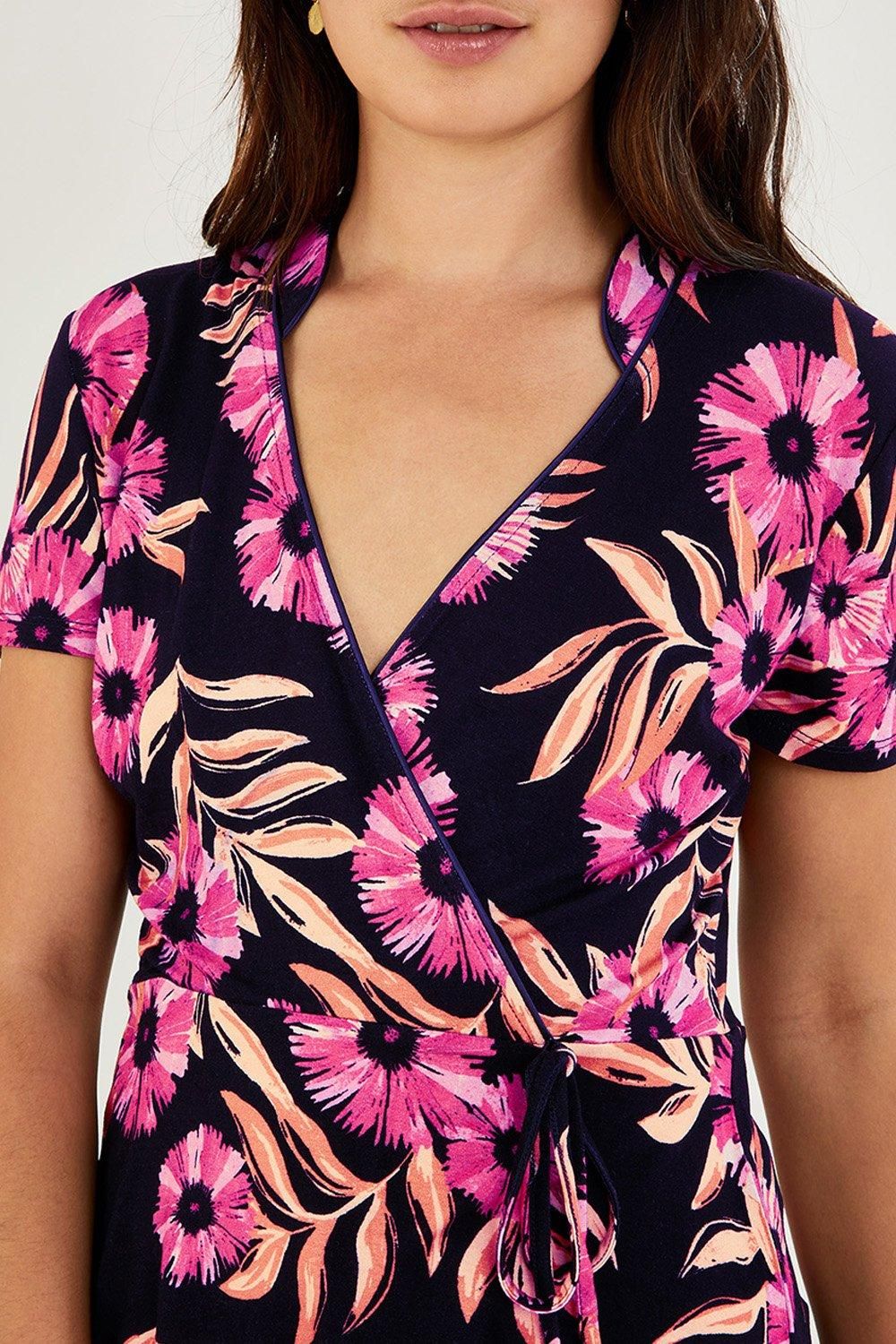 Monsoon Floral Print Wrap Jersey Top