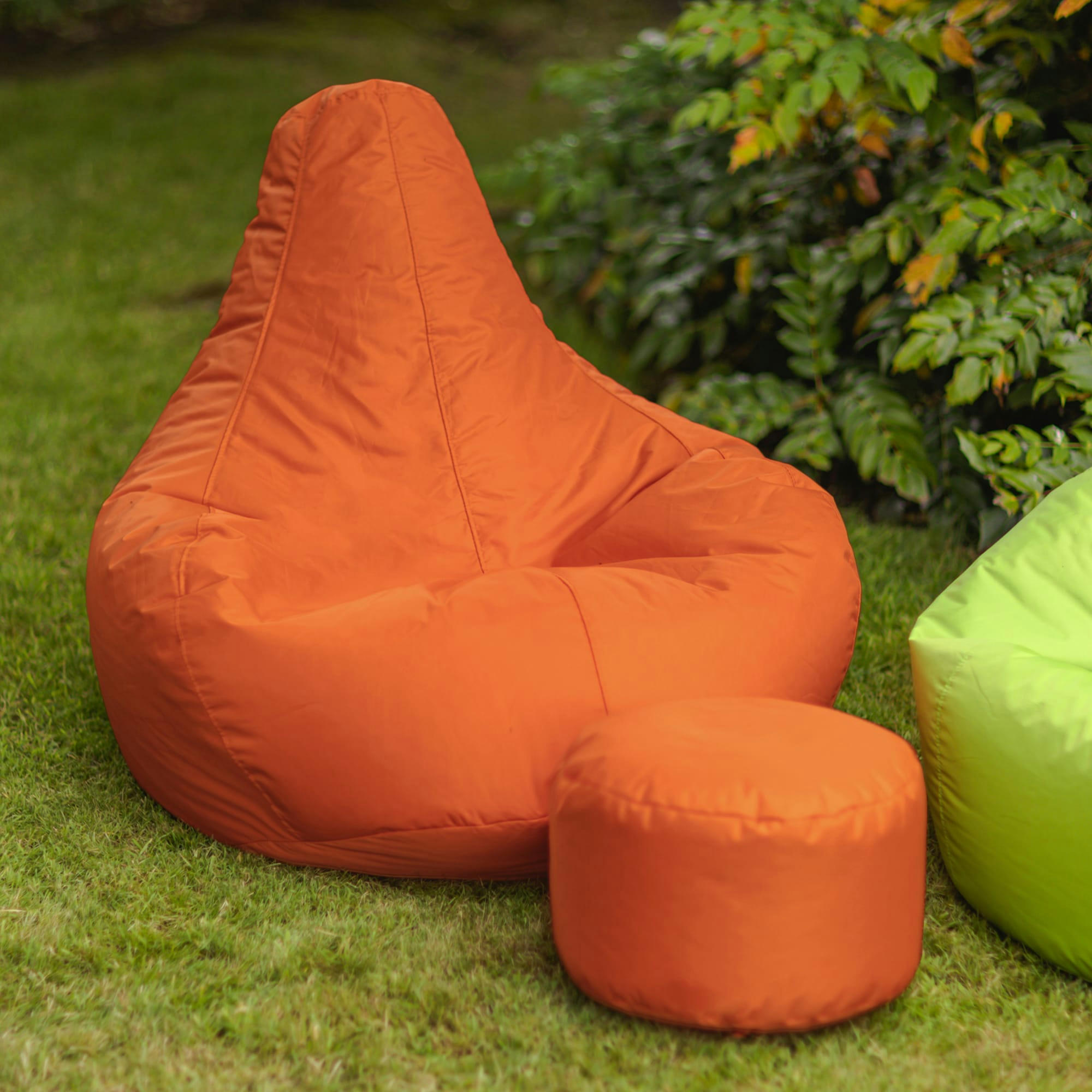 - Pouf inclinable avec repose-pied extérieur orange
