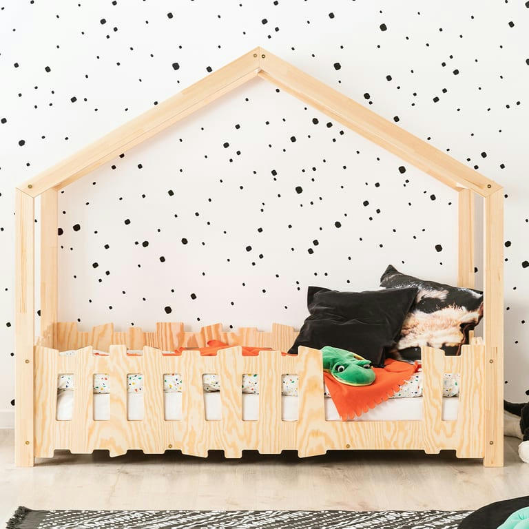 ANDRÉA - Lit cabane 70x140 entrée droite sommier inclus naturel