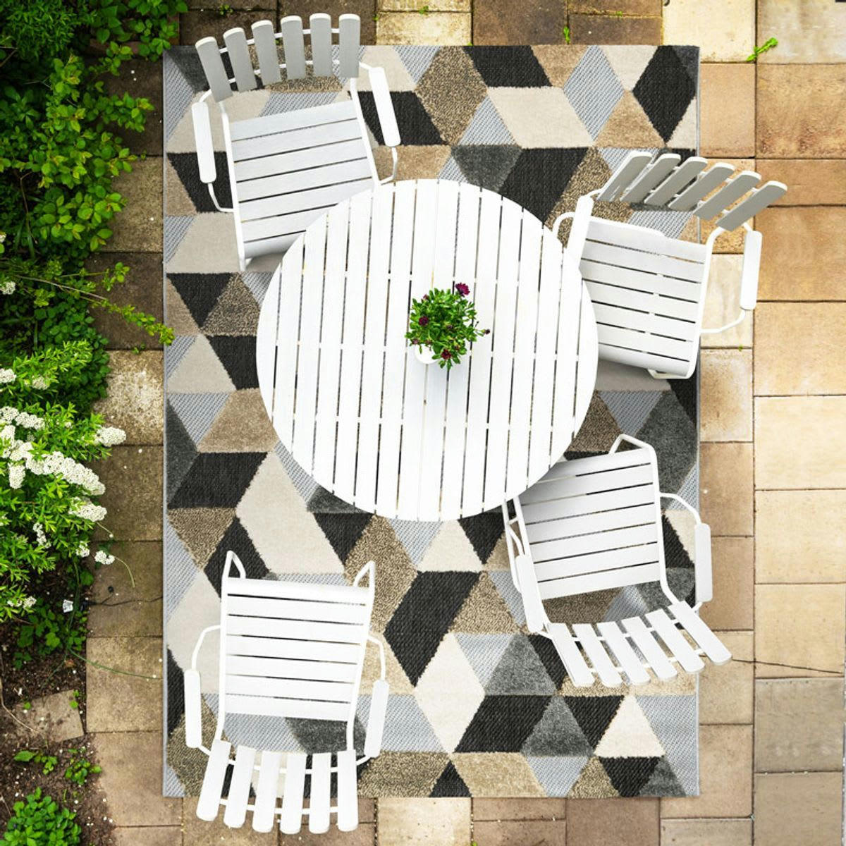 DEHORS-DEDANS - Tapis pour intérieur-extérieur gris, noir et brun 160x230