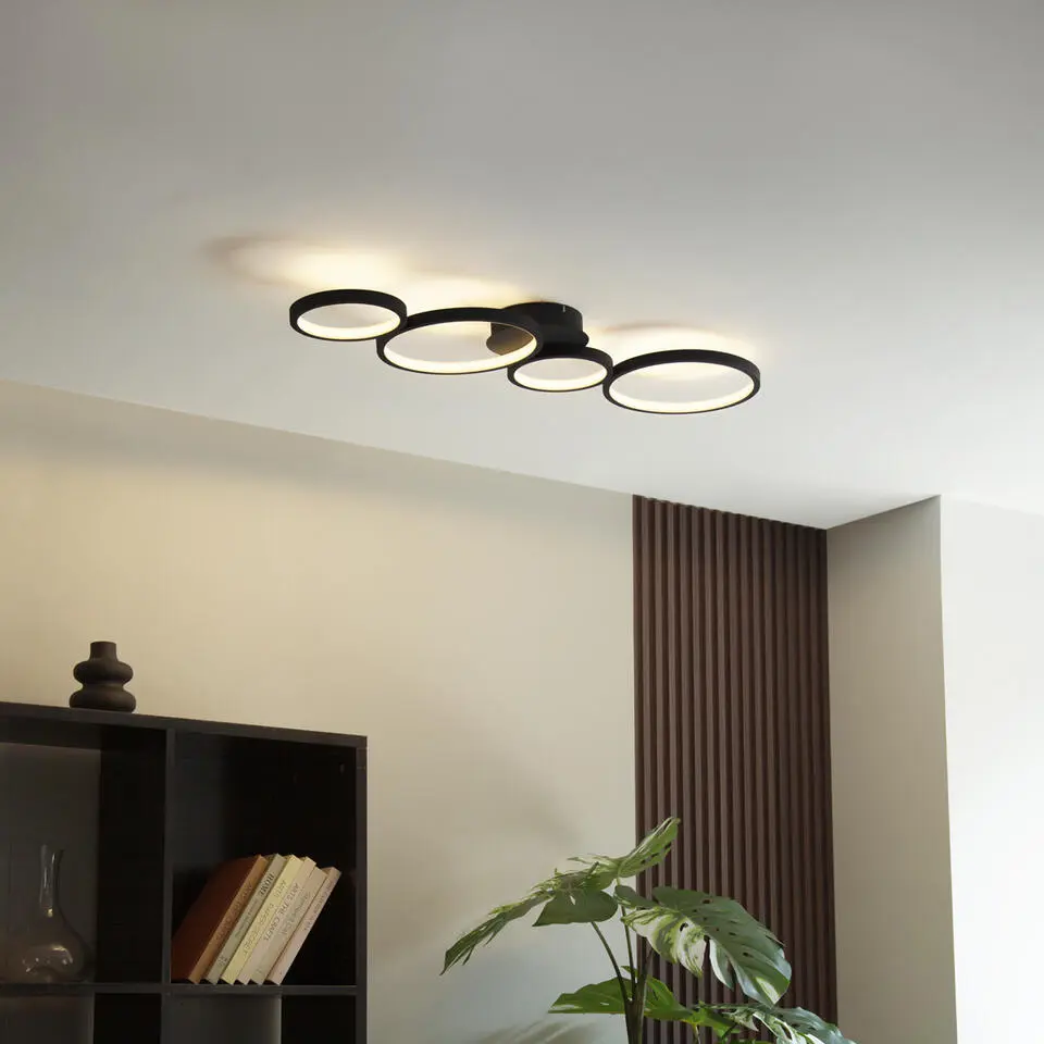 Qazqa plafondlamp lupolo zwart ge?ntegreerde led