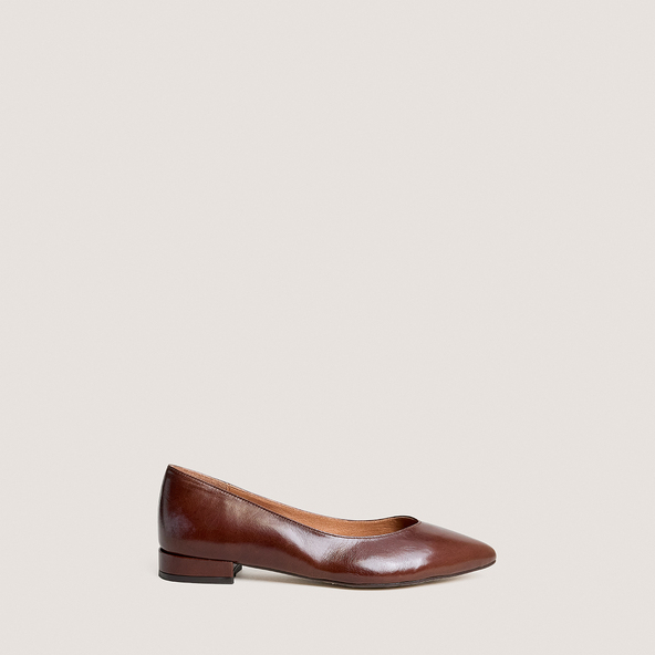 Ballerines à bouts pointusen cuir vieilli brun | VENDY