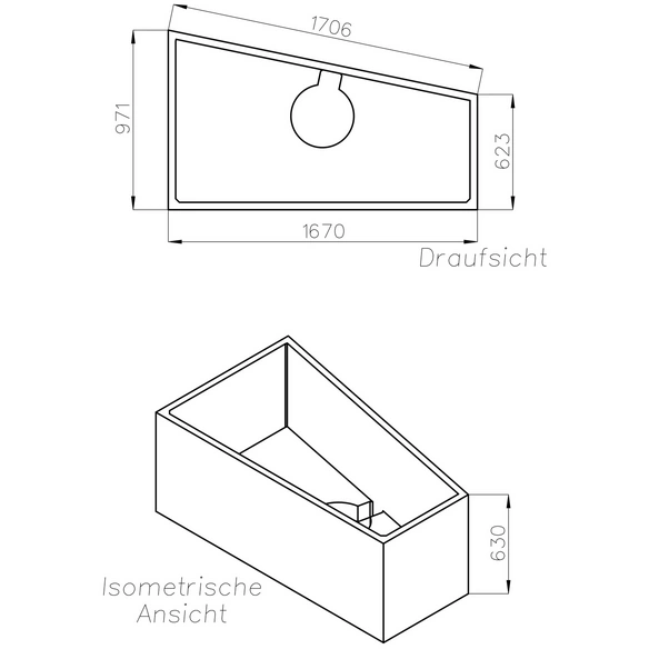 Wannenträger »Galia«, BxHxL: 97,1 x 63 x 167 cm, weiß
