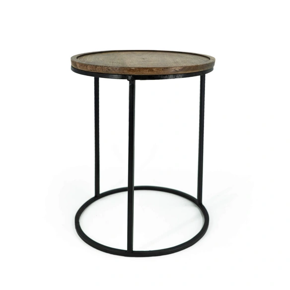 Beistelltisch-Set, BxH: 39 x 53 cm, Metall/Mangoholz