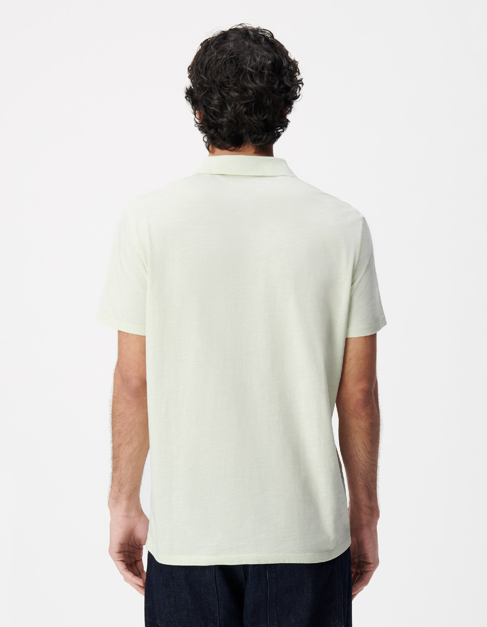 Polo manches courtes beige coton bio flammé Homme